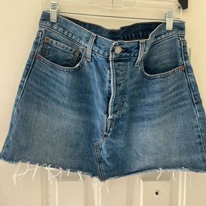 Levi's Classic Blue Frayed Mini Skirt